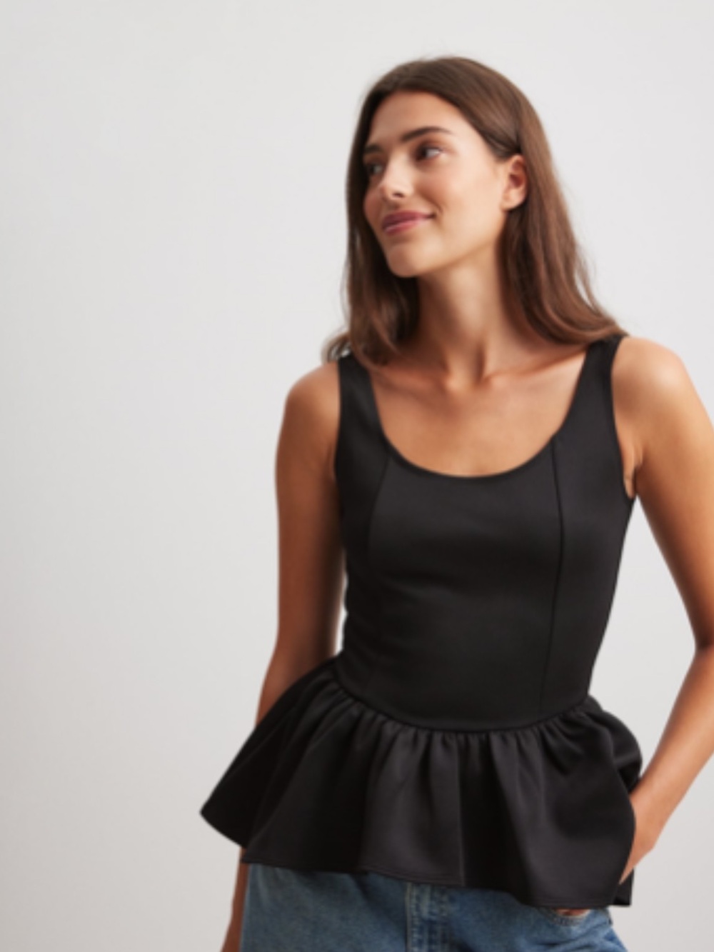 NWOT! NA-KD Black Peplum Tank Top | S